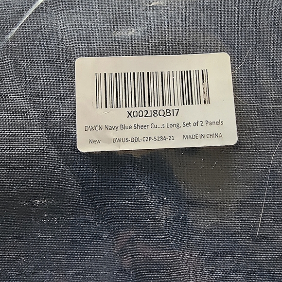 Navy Sheer Curtain Set with Wooden Tiebacks & Leather Curtain Rod Holders - Picture 4 of 9